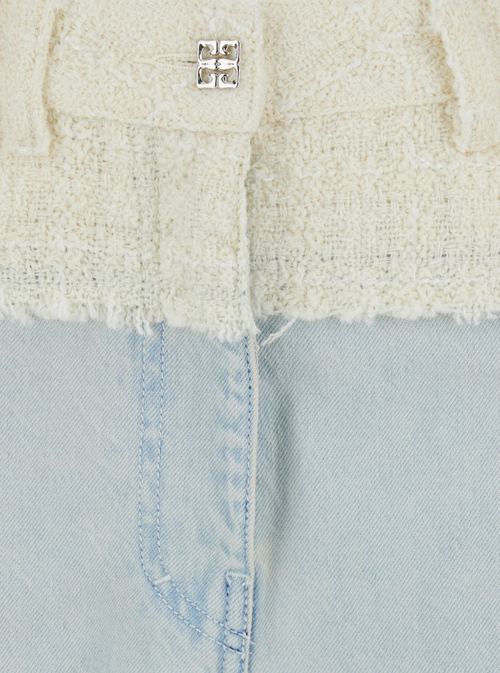 Givenchy Women Blue Jeans With Tweed Waist In Denim Woman