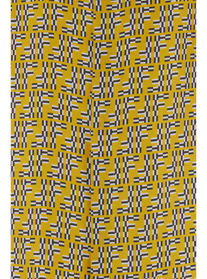 Fendi Men Yellow Shirt With Fendi Labyrinth Motiv In Silk Man