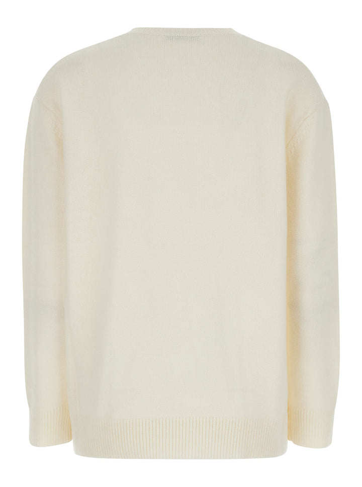 Max Mara Women White Sweater With 1951 Logo In Wool And Cashmere Woman