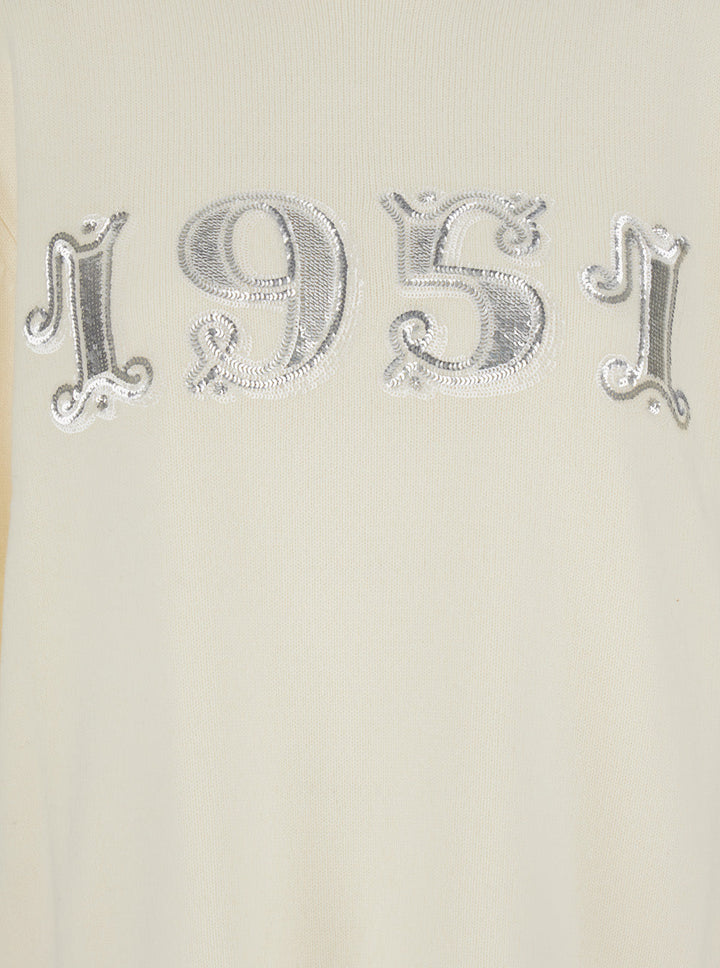 Max Mara Women White Sweater With 1951 Logo In Wool And Cashmere Woman