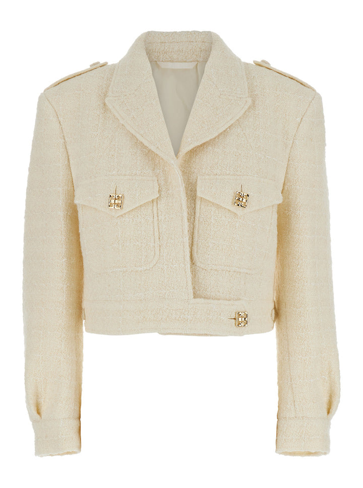 Givenchy Women White Jacket With Logo 4G Detail On The Buttons In Wool Blend Woman