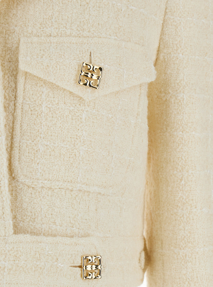 Givenchy Women White Jacket With Logo 4G Detail On The Buttons In Wool Blend Woman