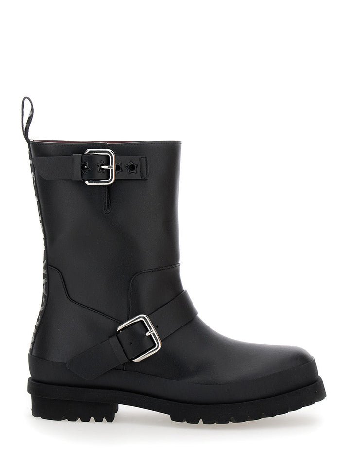 Stella Mccartney Women 'Trace' Black Ankle Boots With Buckle In Tech Fabric Woman