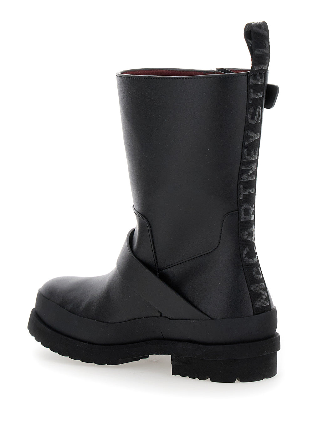 Stella Mccartney Women 'Trace' Black Ankle Boots With Buckle In Tech Fabric Woman