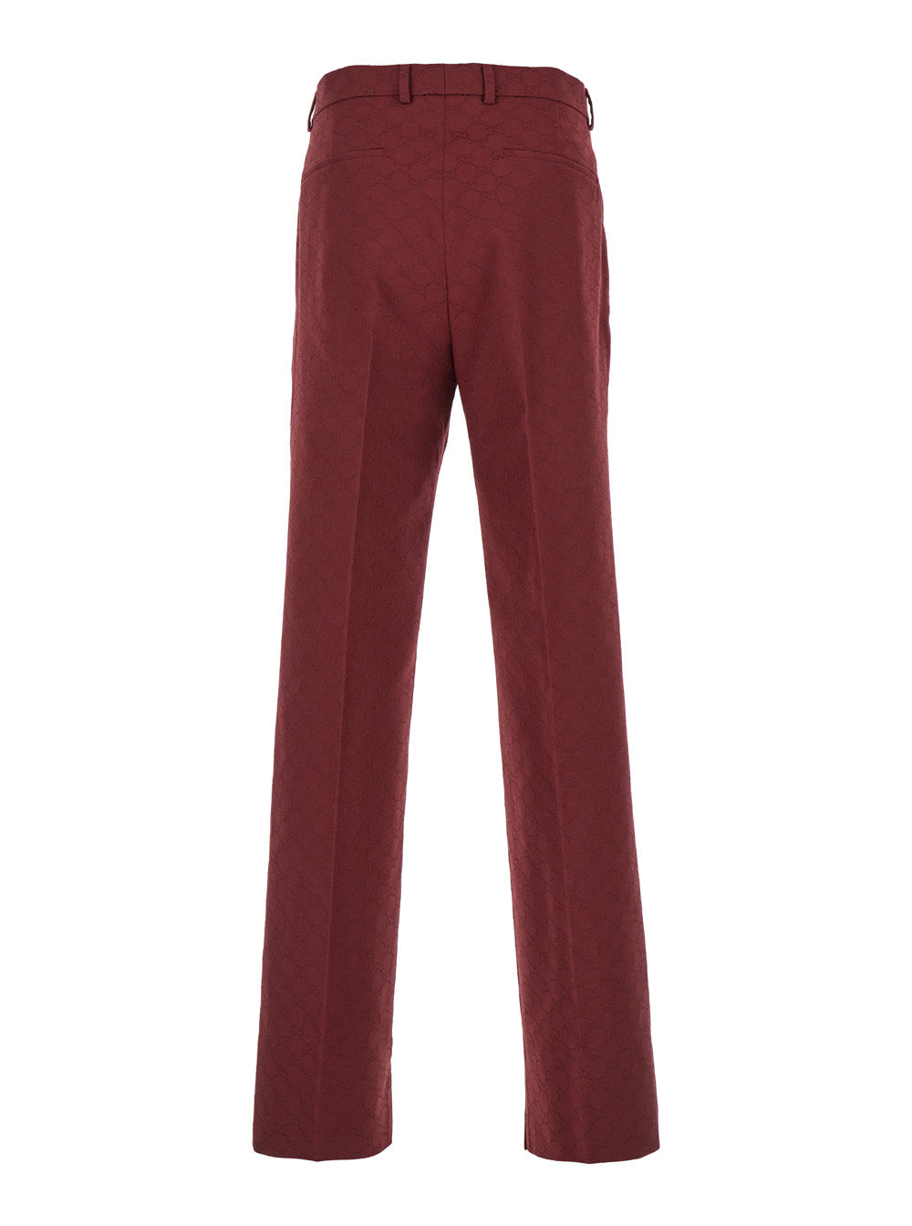 Gucci Men Bordeaux Straight Pants With Gg Motif In Cotton Man