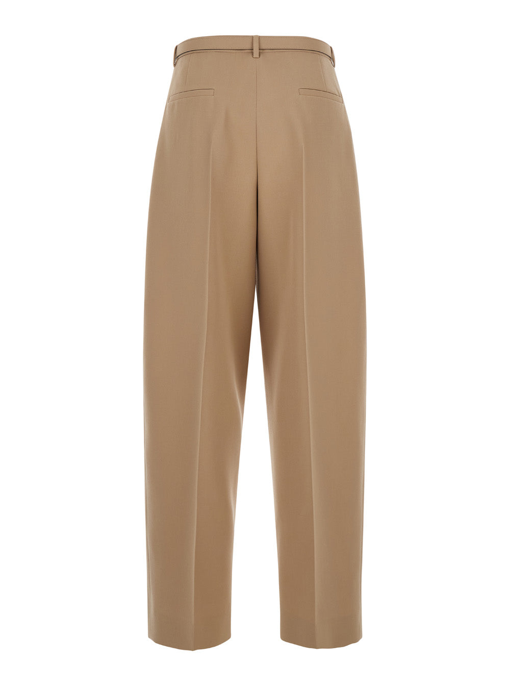 Jil Sander Women Beige Pants With High Waist And Belt And Pences On The Front In Cotton Woman