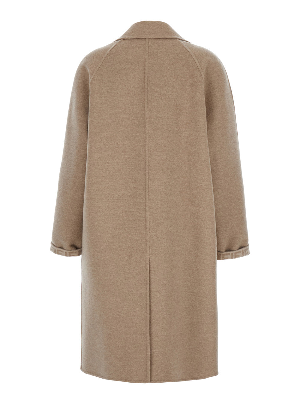 Fendi Women Beige Single-Breasted Reversible Coat In Wool Blend Woman