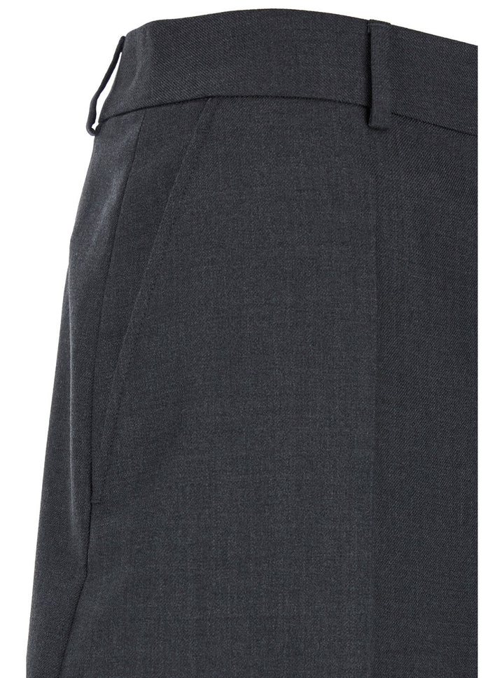 Valentino Men Grey Wide Pants With Pences In Wool Man