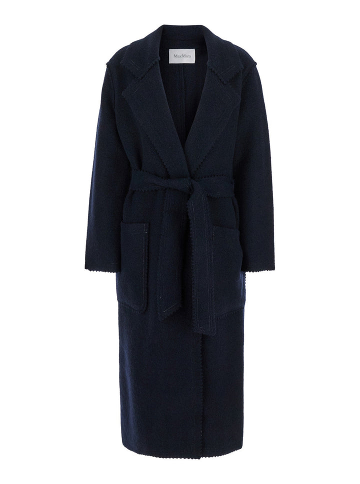 Max Mara Women 'Jene' Long Blue Coat With Belt In Wool And Cashmere Woman
