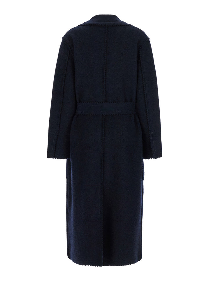 Max Mara Women 'Jene' Long Blue Coat With Belt In Wool And Cashmere Woman