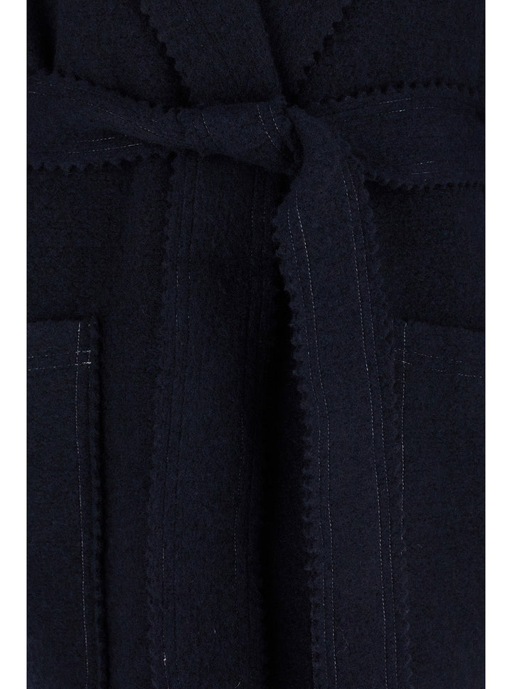 Max Mara Women 'Jene' Long Blue Coat With Belt In Wool And Cashmere Woman