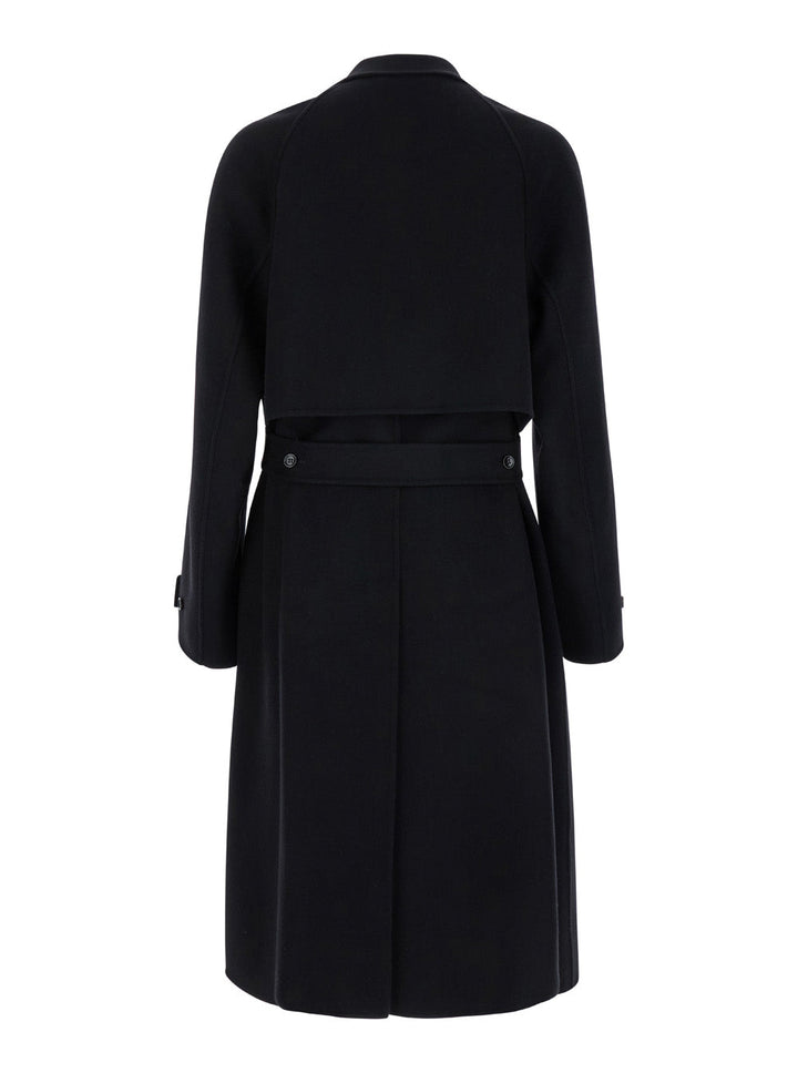 Gucci Men Black Single-Breasted Coat With Wide Notched Revers And Belt In Wool Man