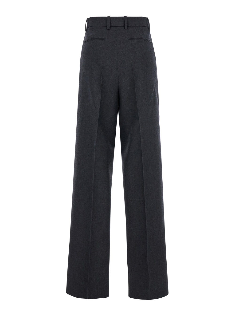 Gucci Women Grey Pants With Logo Lettering Detail On The Waist In Wool Woman