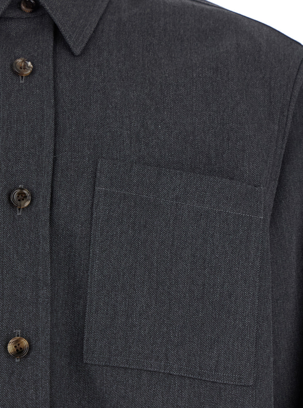 Gucci Men Grey Shirt With Pointed Collar In Wool Man