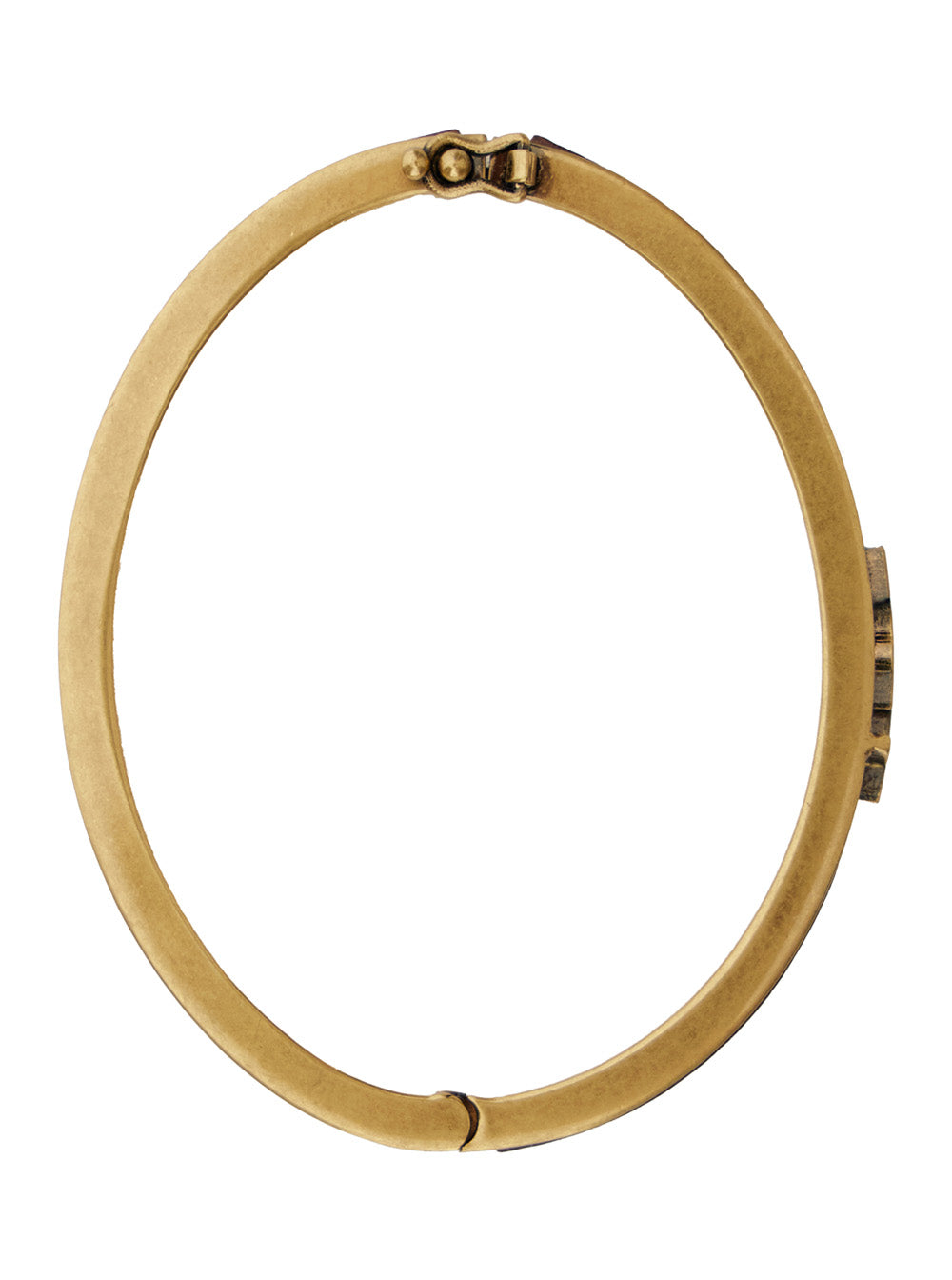 Saint Laurent Women Brown And Gold Colored Bracelt With Cassandre In Metal And Leather Woman