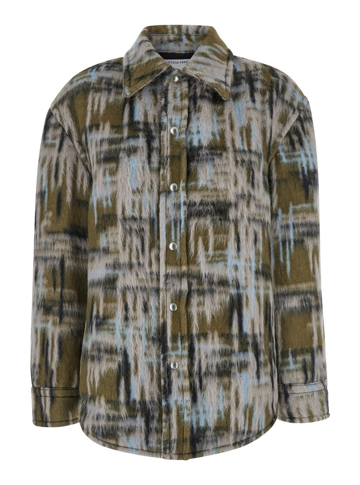 Bottega Veneta Women Multicolor Overshirt With Pointed Collar In Brushed Wool Woman