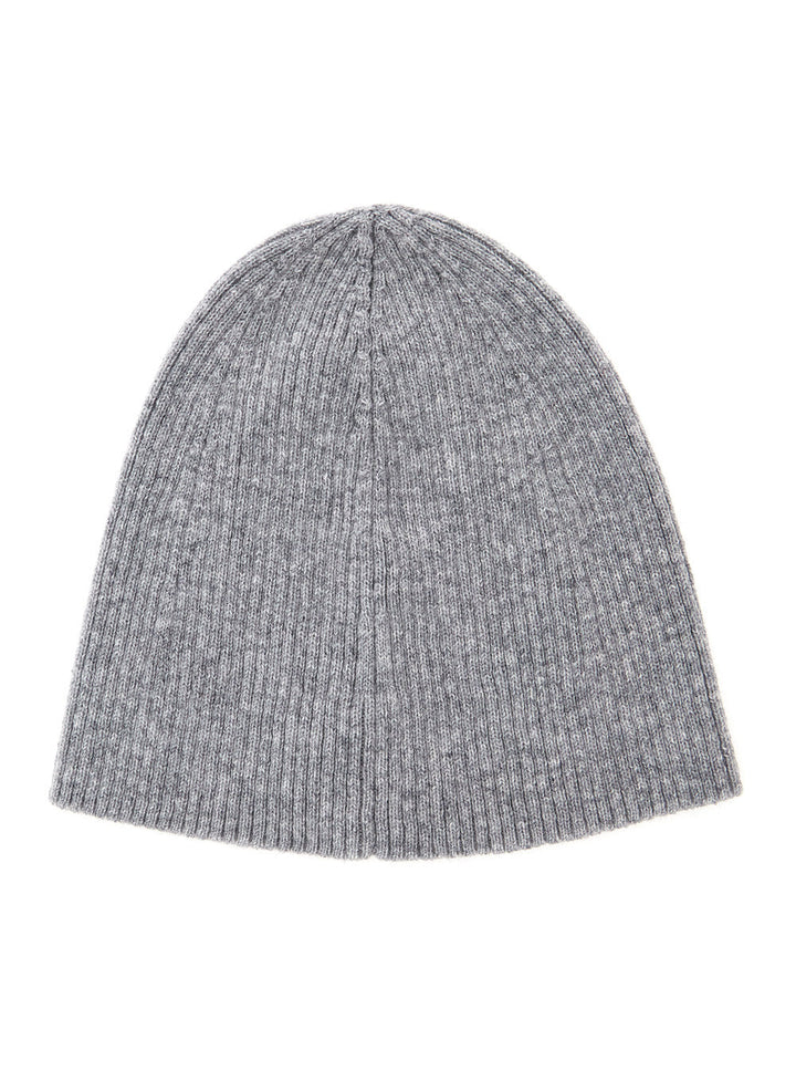 Saint Laurent Men Grye Beanie With Logo Patch In Cashmere Man