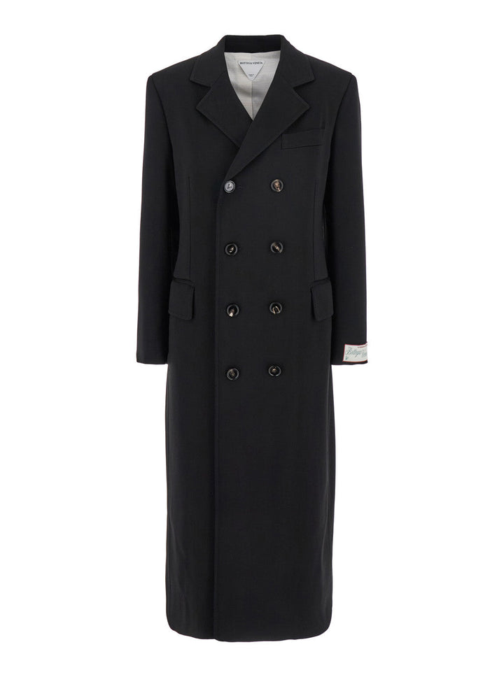 Bottega Veneta Women Black Coat With Notched Revers In Rayon Woman