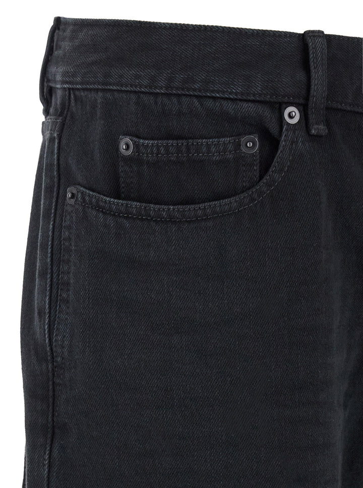 Saint Laurent Men Black Slim Jeans With Logo Patch In Denim Man