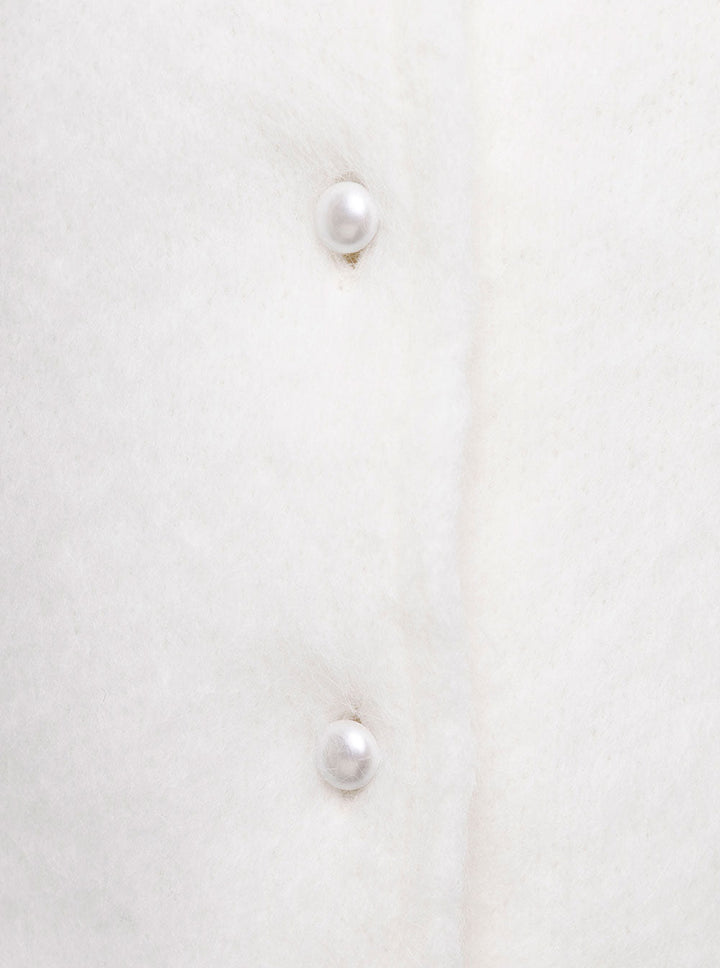 Maison Margiela Women White Cropped Cardigan In Angora Woman