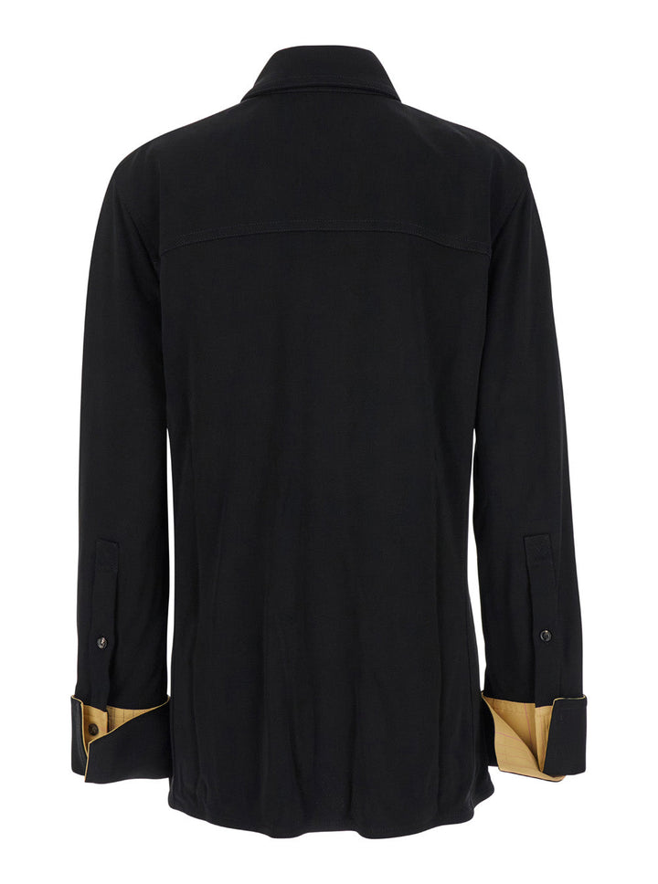 Bottega Veneta Women Black Shirt With Notebook Cuffs In Viscose Woman