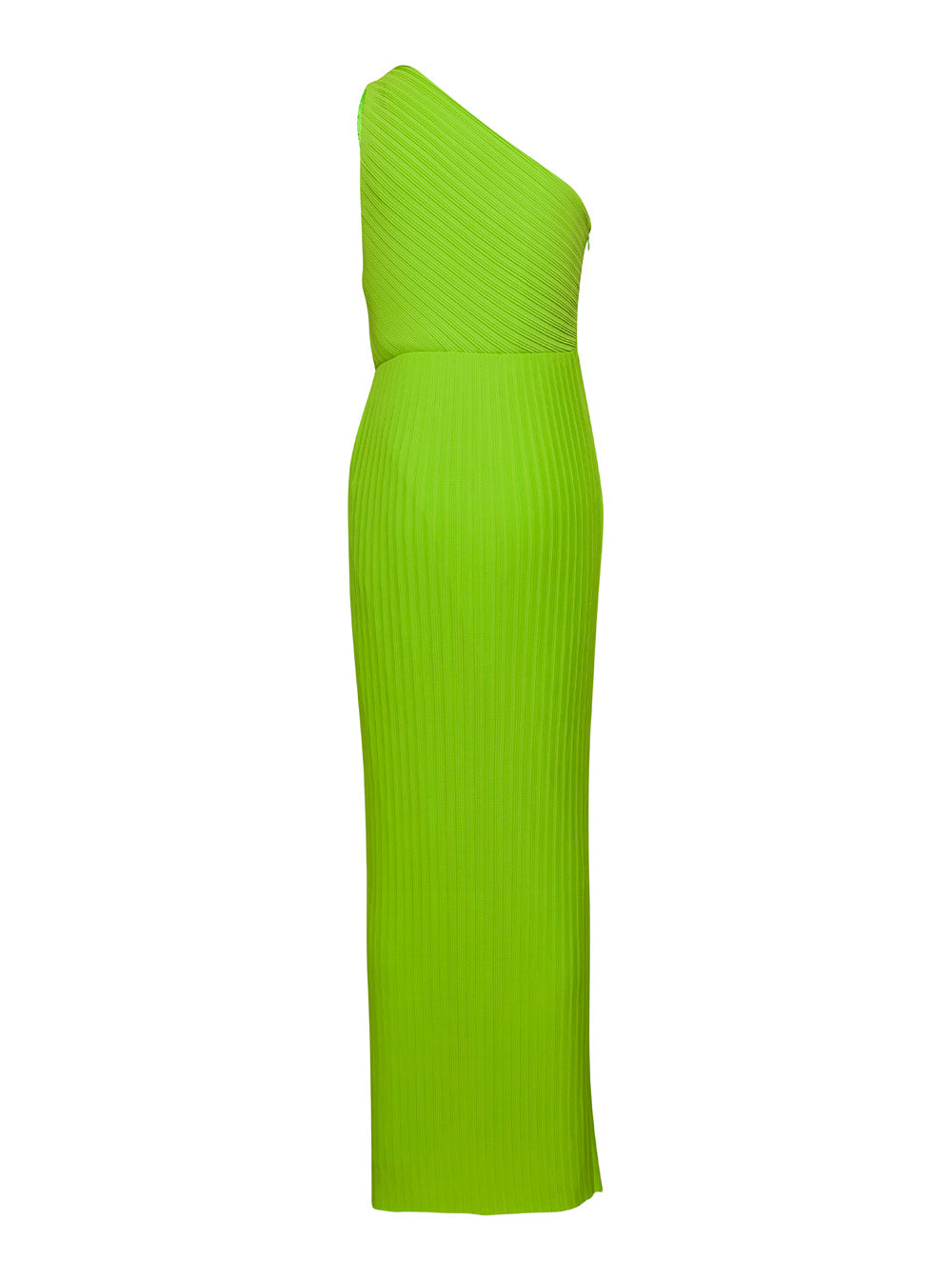 Solace London Women Green One Shoulder Maxi Dress In Techno Fabric Woman