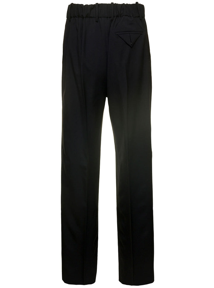 Bottega Veneta Women Black Straight Trousers With Coulisse At Waistline In Wool Twill Woman