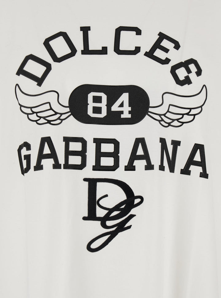 Dolce & Gabbana Men White Oversize T-Shirt With Maxi Logo On The Front In Cotton Man