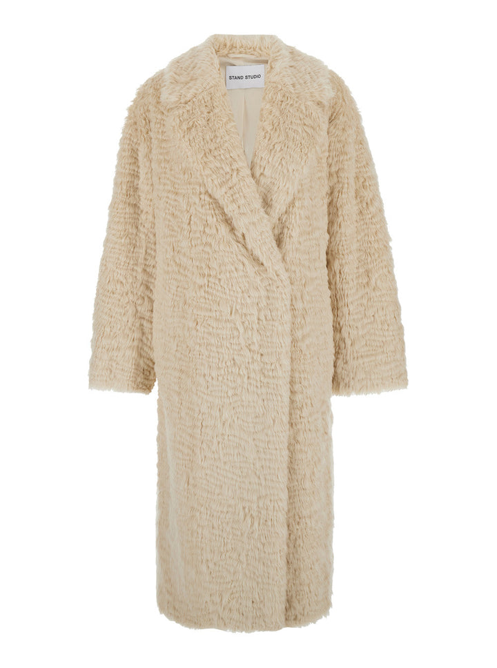 Stand Women 'Nicole' Beige Double-Breasted Coat With Classic Revers In Eco-Fur Woman