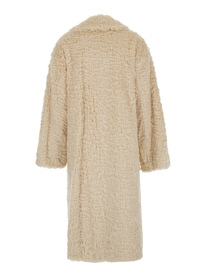 Stand Women 'Nicole' Beige Double-Breasted Coat With Classic Revers In Eco-Fur Woman