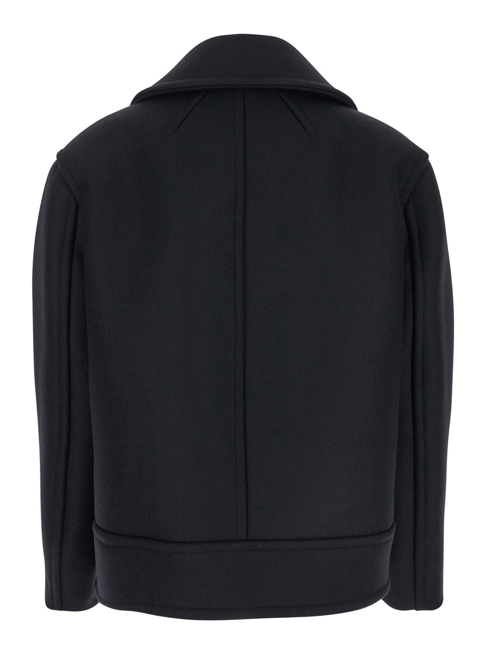 Saint Laurent Women Black Double-Breasted Coat With Classic Wide Revers In Wool Woman