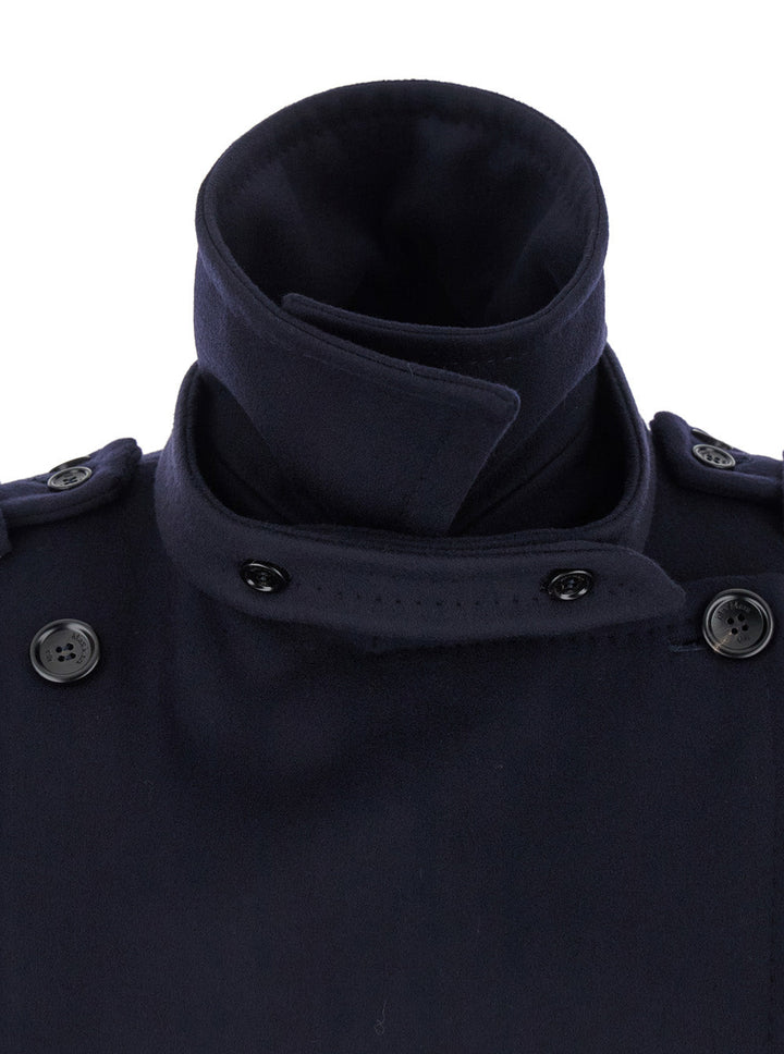 Max Mara Women 'Laveno' Blue Double Breasted Jacket With Wide Pointed Lapels In Virgin Wool Blend Woman