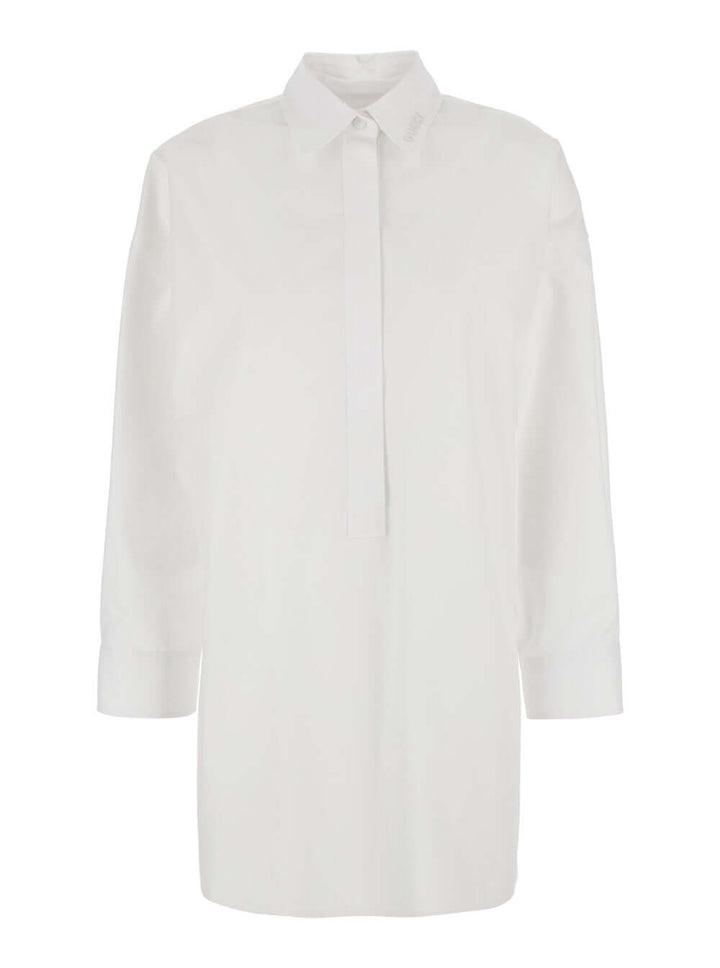 Gucci Women White Shirt With Classic Collar And Logo Lettering On The Collar In Cotton Woman