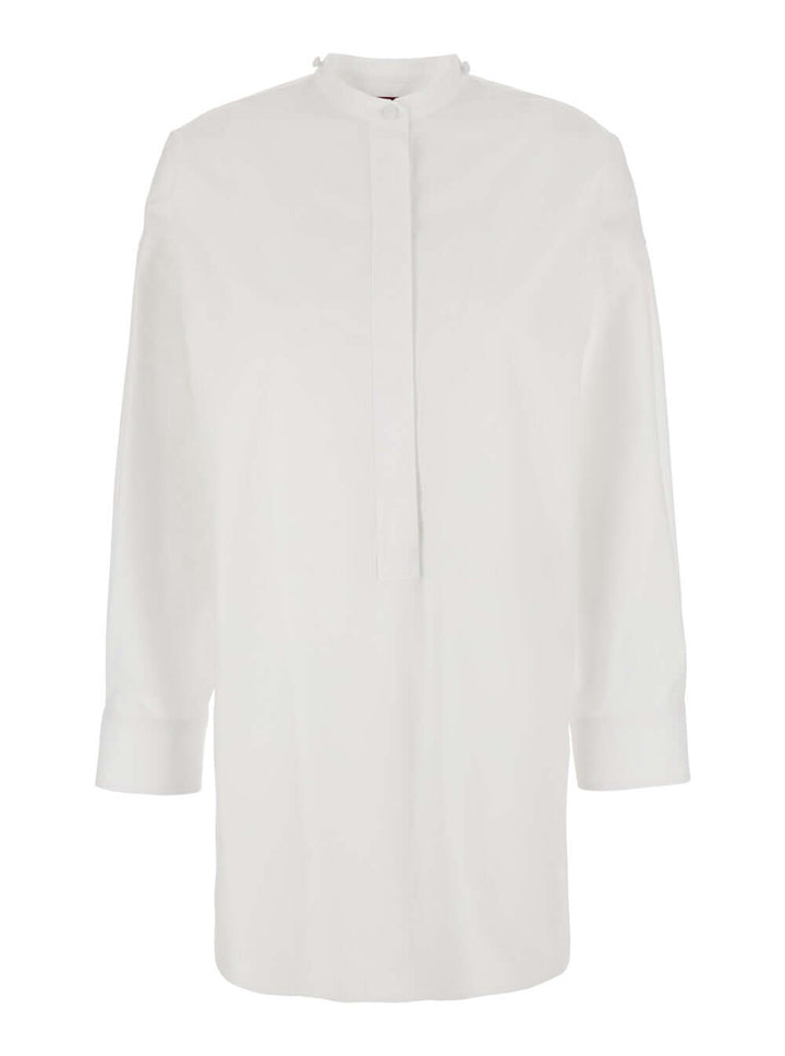Gucci Women White Shirt With Classic Collar And Logo Lettering On The Collar In Cotton Woman