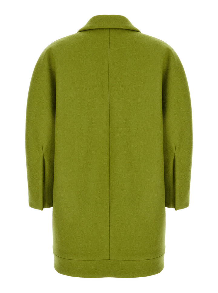 Gucci Women Green Double-Breasted Jacket With Notched Revers In Wool Woman