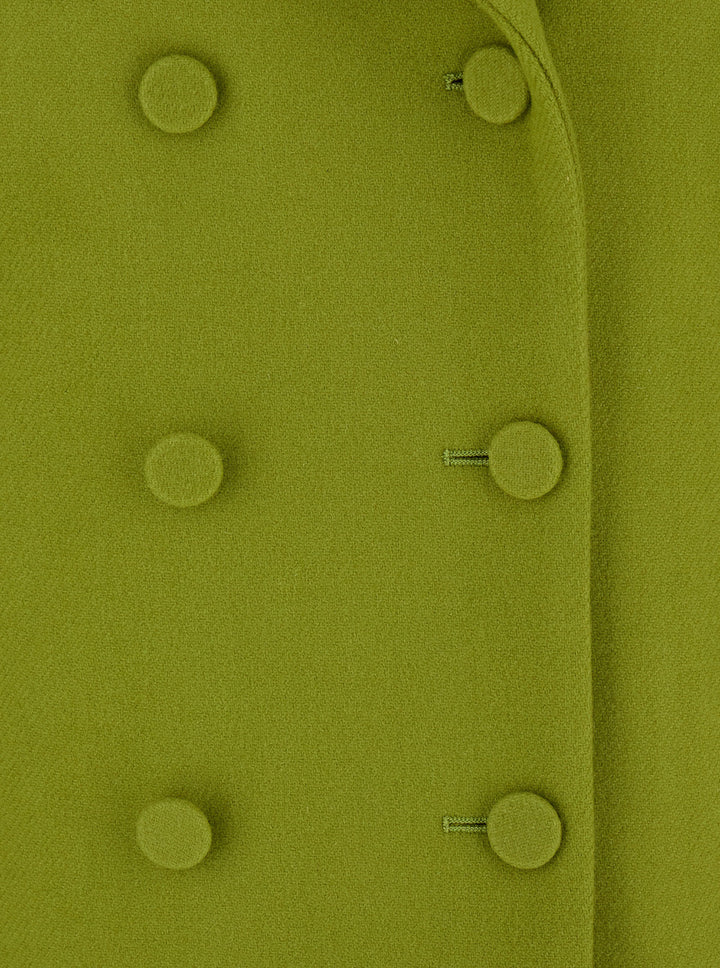 Gucci Women Green Double-Breasted Jacket With Notched Revers In Wool Woman