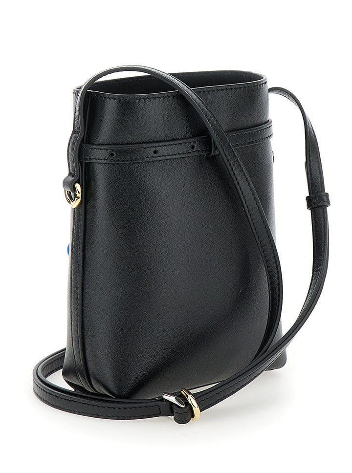 Givenchy Women 'Voyou' Black Crossbody Bag With Laminated Logo And Buckle In Leather Woman
