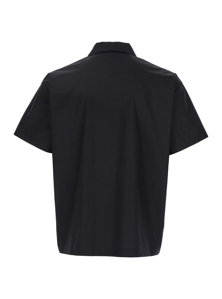 Coperni Men Black Shirt With Classic Collar And Print On The Front In Cotton Man