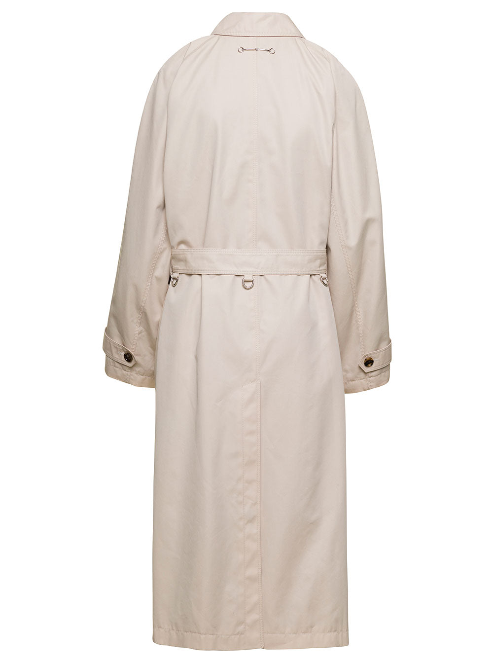 Gucci Women Beige Single-Breasted Trench Coat With Matching Belt In Cotton Blend Woman