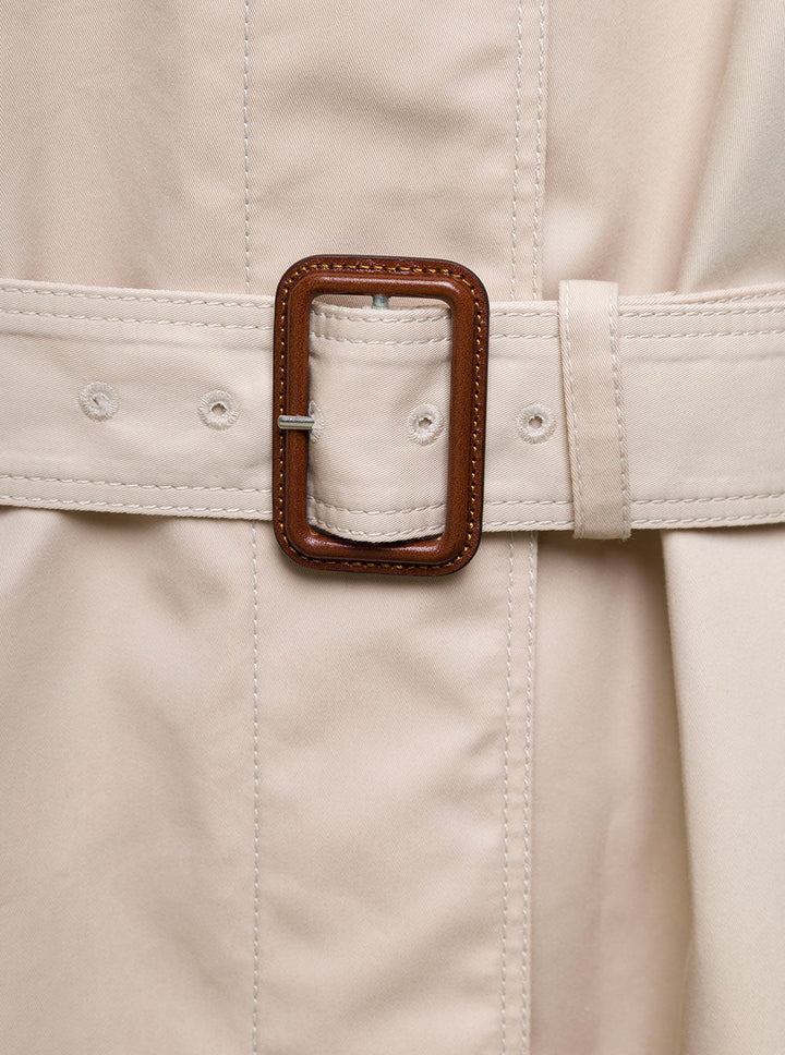 Gucci Women Beige Single-Breasted Trench Coat With Matching Belt In Cotton Blend Woman