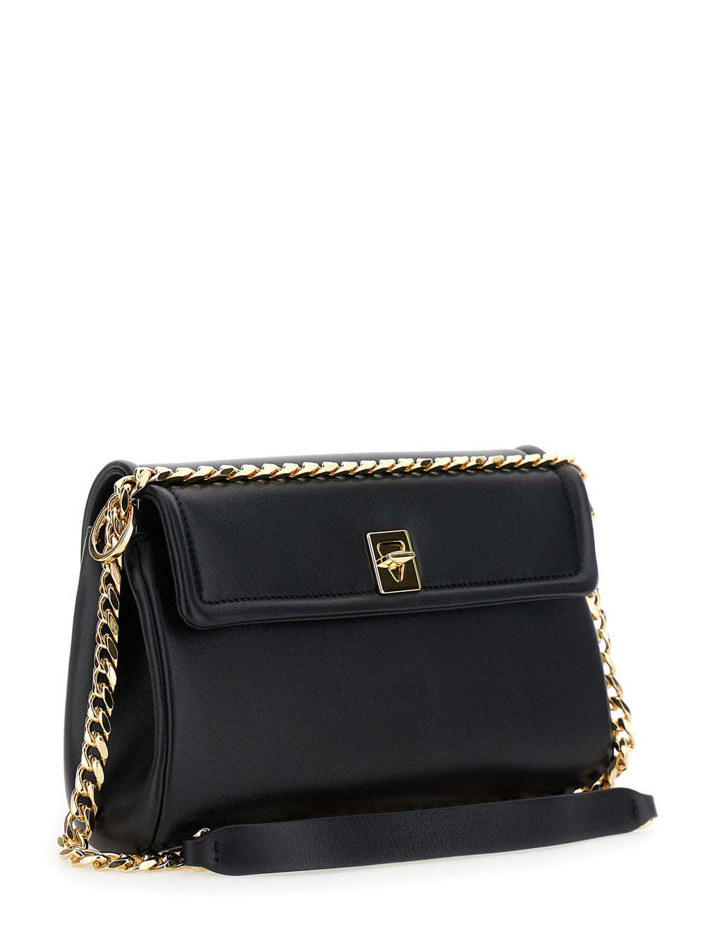 Valentino Garavani Women Borsa A Tracolla Con Applicazione Vlogo Sul Fronte In Pelle Nera Donna