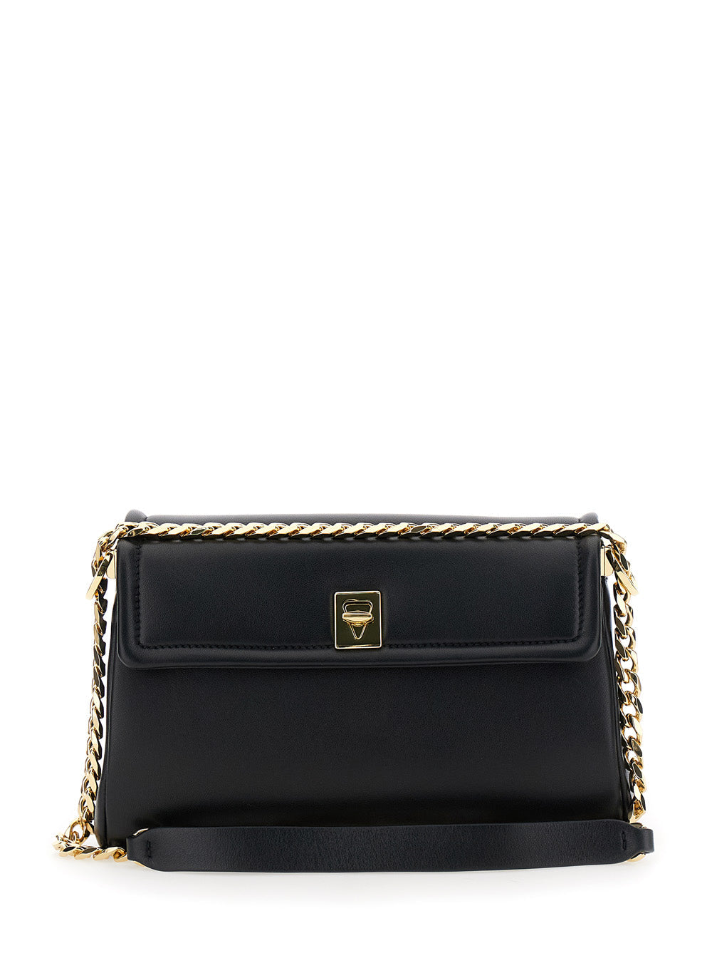 Valentino Garavani Women Borsa A Tracolla Con Applicazione Vlogo Sul Fronte In Pelle Nera Donna
