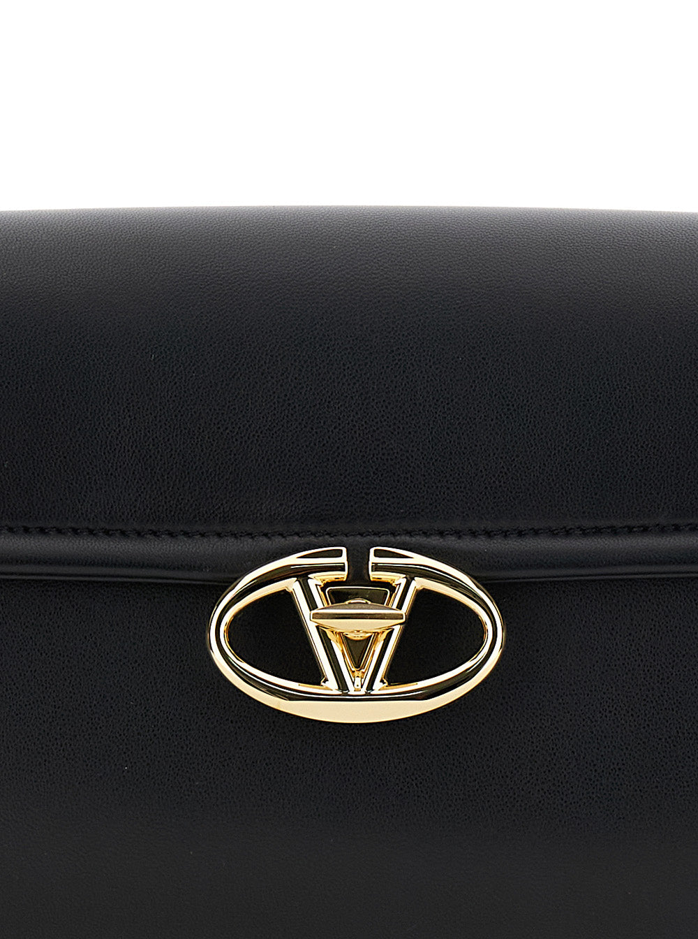 Valentino Garavani Women Borsa A Tracolla Con Applicazione Vlogo Sul Fronte In Pelle Nera Donna
