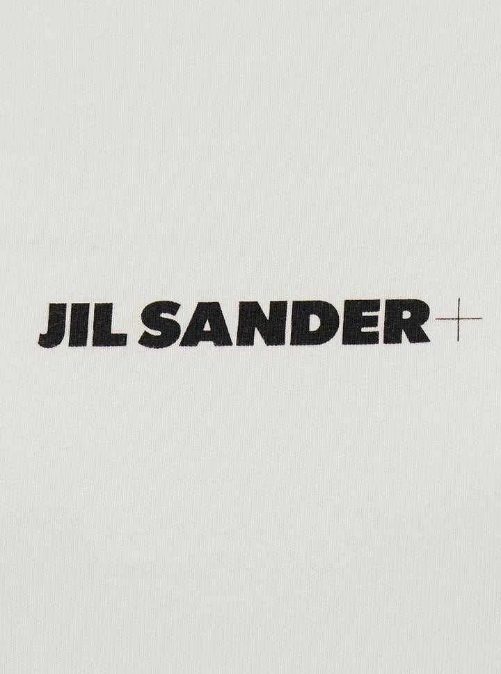 Jil Sander Women White Long Sleeve T-Shirt With Contrasting Logo Print In Cotton Woman