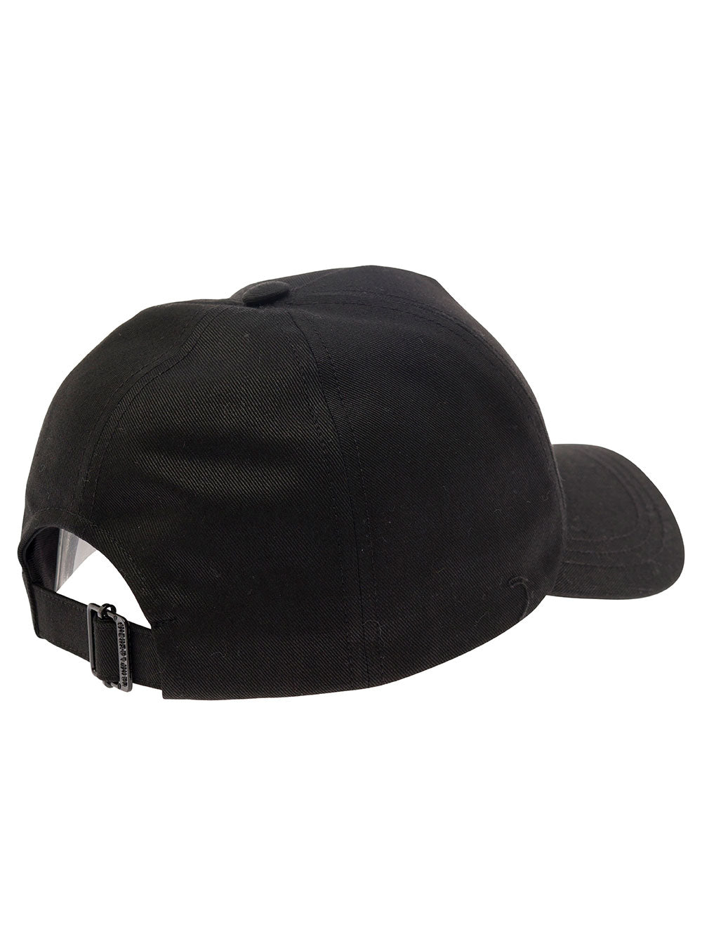 Saint Laurent Women Black Baseball Cap With Tonal Embroidery In Cotton And Linen Woman