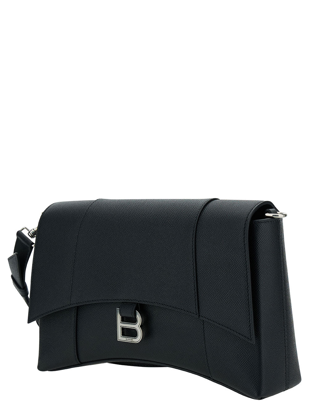 Balenciaga Men 'Messenger Downtown' Black Cross-Body Bag With B Logo In Semi Matte Leather Man