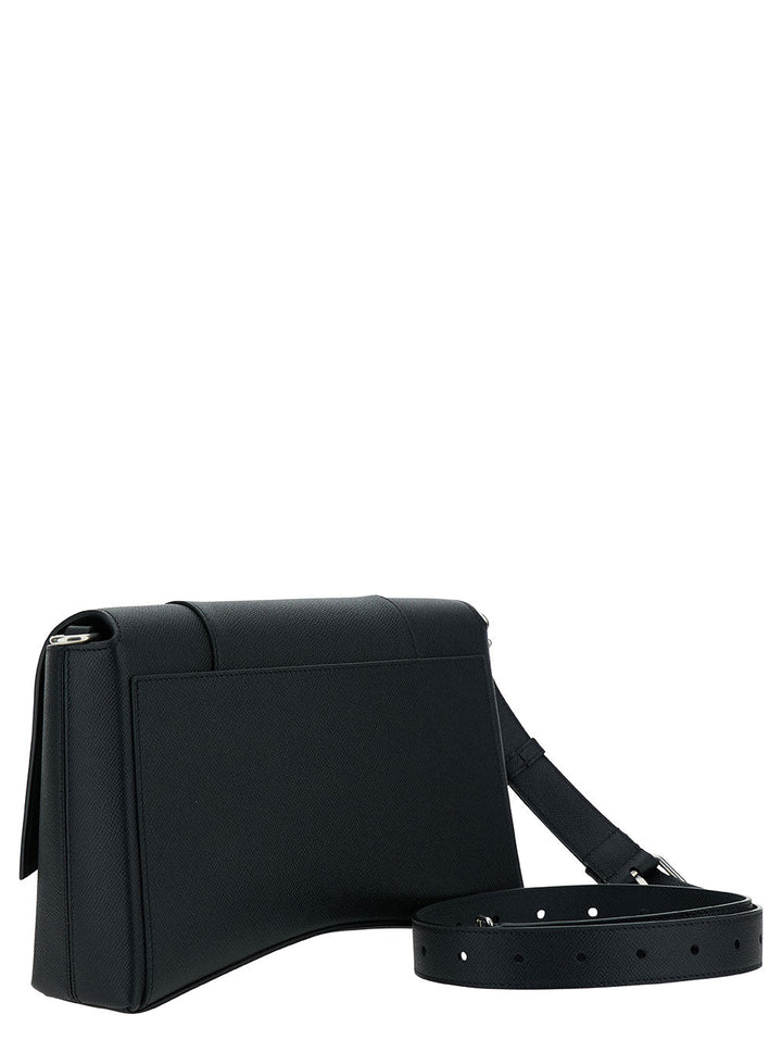 Balenciaga Men 'Messenger Downtown' Black Cross-Body Bag With B Logo In Semi Matte Leather Man