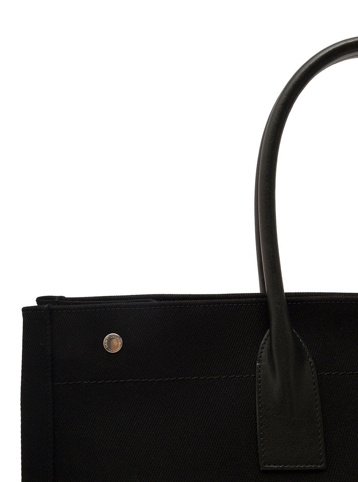 Saint Laurent Men 'Big Rive Gauche' Black Tote Bag With Contrasting Logo Print In Cotton Man