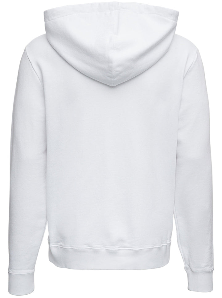 Saint Laurent Men White Hoodie With Drawstring Hood And Logo Lettering On The Front In Cotton Man