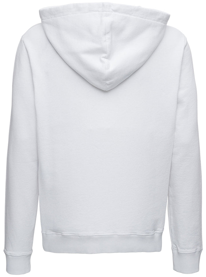 Saint Laurent Men White Hoodie With Drawstring Hood And Logo Lettering On The Front In Cotton Man